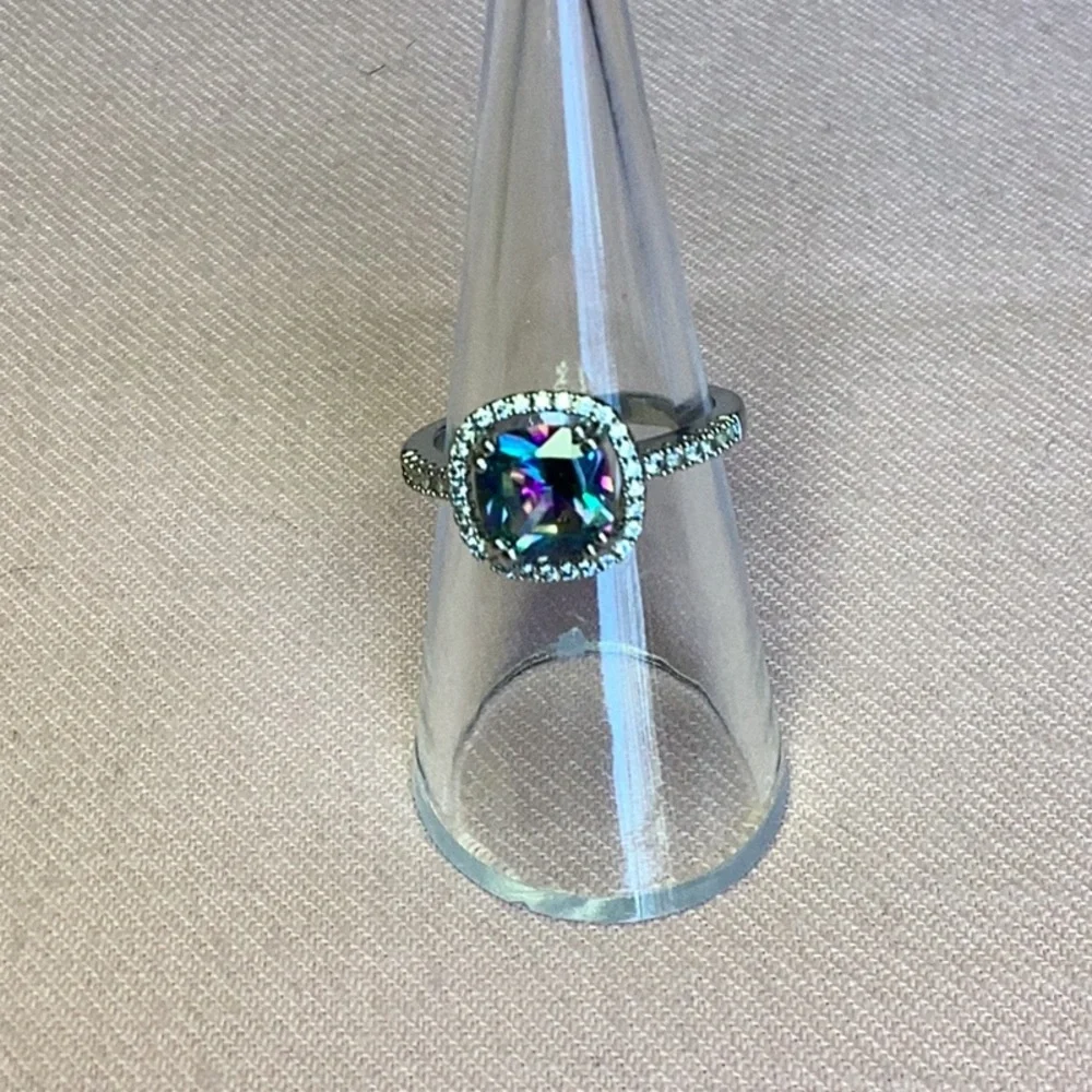 FINAL SALE PRICE Marked 925 Silver Mystic & White Topaz Ring - Picture 2 of 8